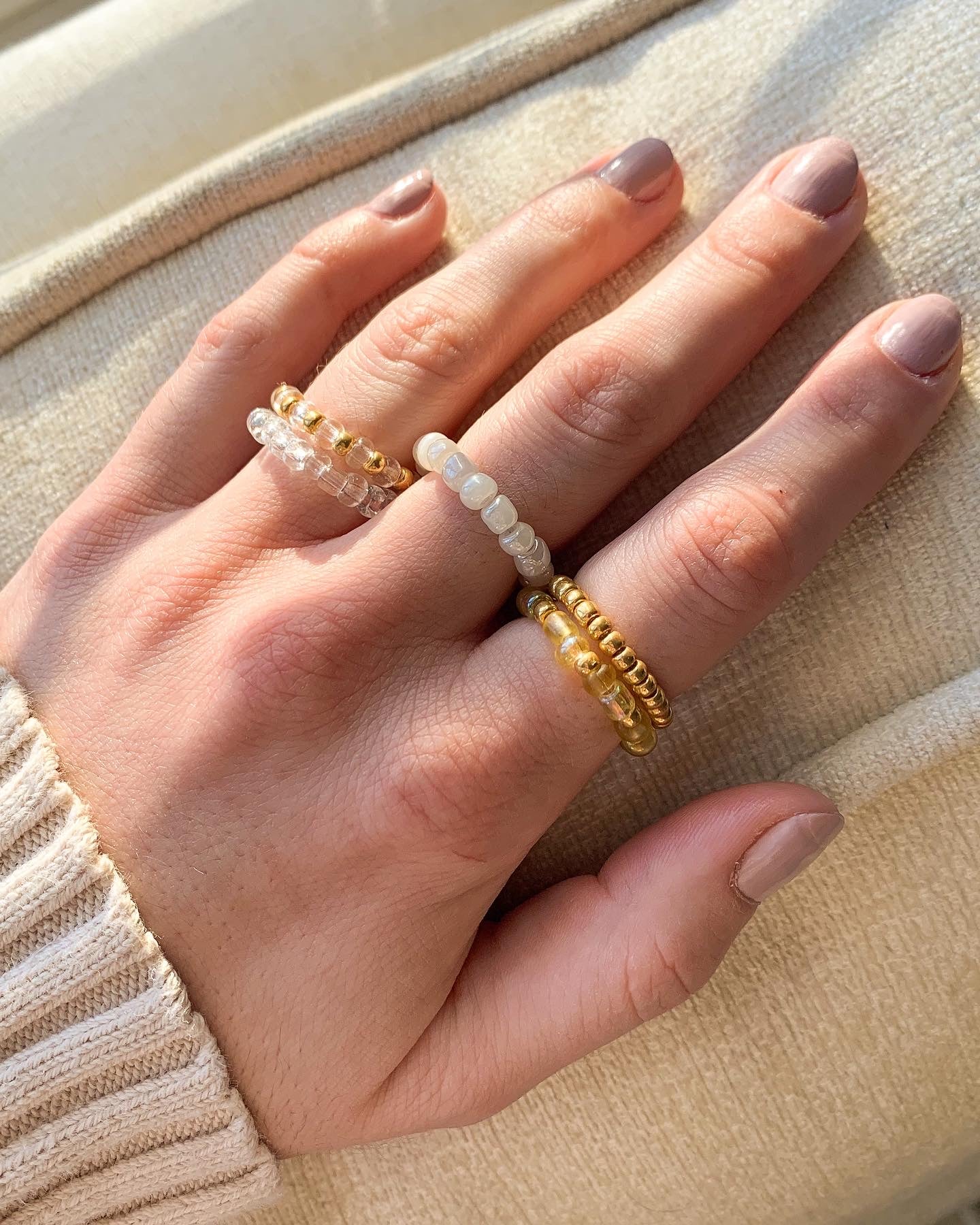 golden hour beaded ring